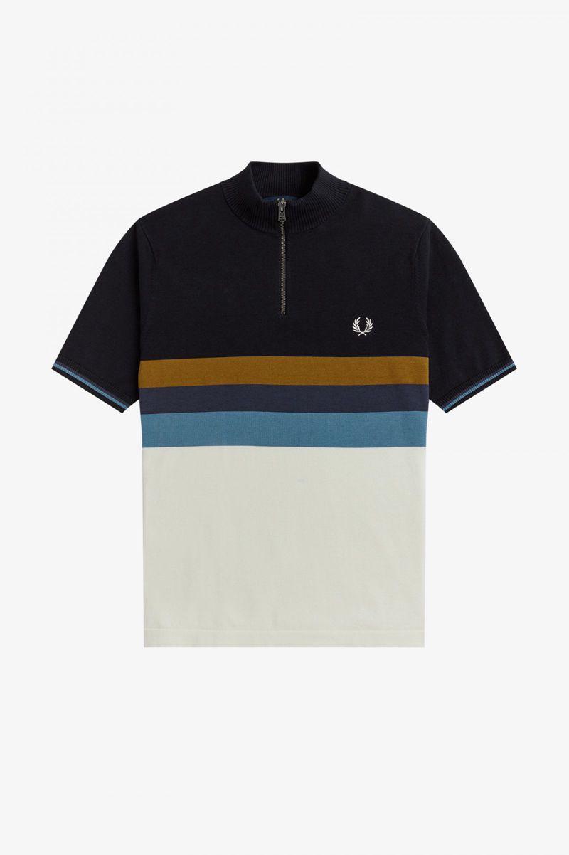 White Fred Perry Funnel Neck Knitted Men's Shirts | PH 1499NWYB